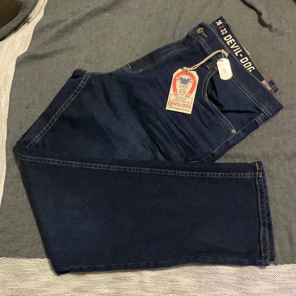Devil-Dog Dungarees Relaxed Straight Leg Jeans 38x30 Color:Moore